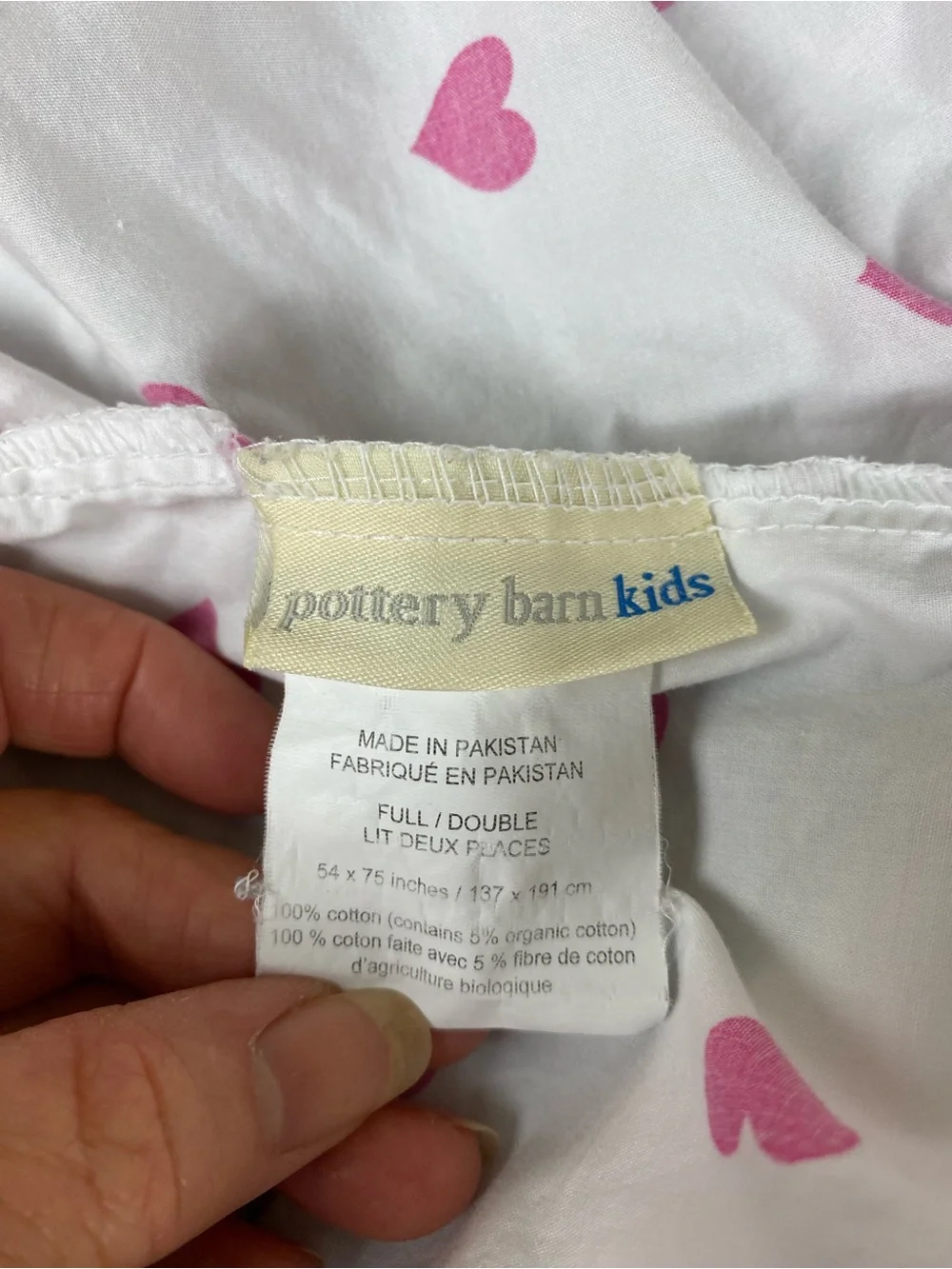 Pottery Barn Kids White Fitted Sheet with Pink Heart Print